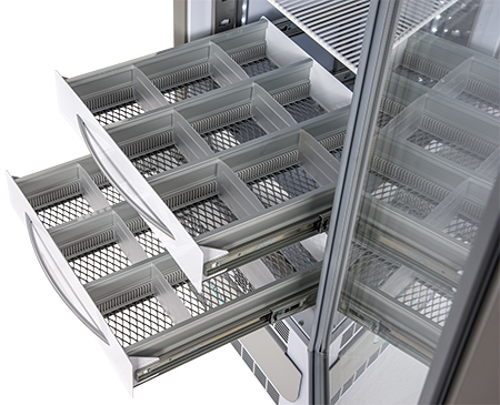 Pull-out aluminum drawer with dividers for models 100-140-280-1