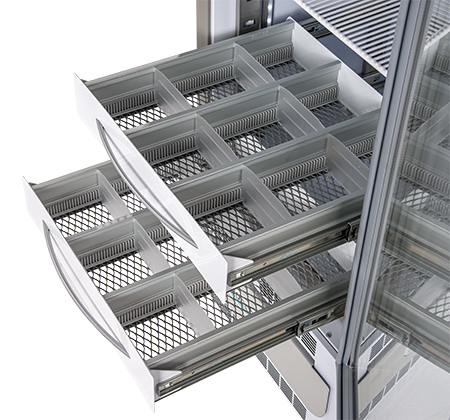 Pull-out aluminum drawer with dividers for models 700-1500-1
